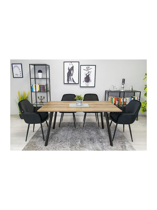 Kitchen Velvet Chair Negru 57.5x56.5x86.5cm