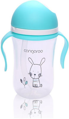 Cangaroo Baby & Toddler Cups with Handle and Straw made of Plastic Light Blue 1pcs 300ml for 6m+m+