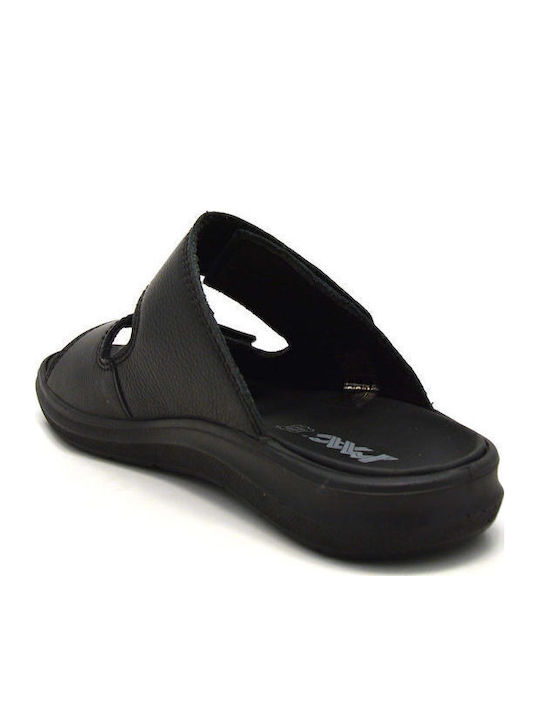 Leder Herrensandalen in Schwarz Farbe