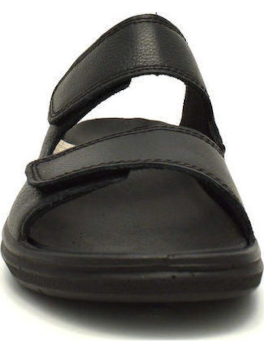 Leder Herrensandalen in Schwarz Farbe
