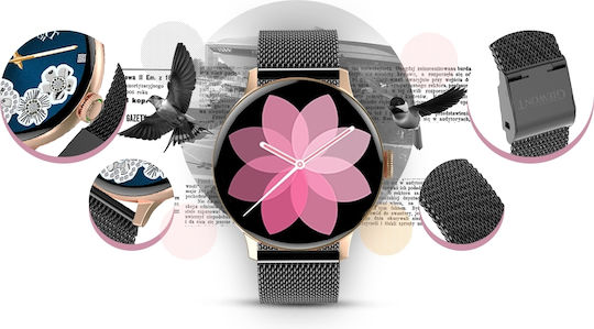 Giewont GW330 45mm Smartwatch with Heart Rate Monitor (Pink Powder Silicone Strap + Black Bracelet)
