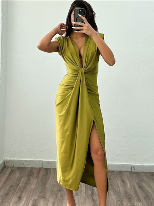 Chica Φόρεμα με Σκίσιμο Πράσινο