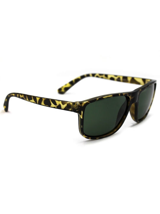 V-store Men's Sunglasses with Brown Tartaruga Plastic Frame and Green Polarized Lens POL2018.9006.2ANIMALPRINT