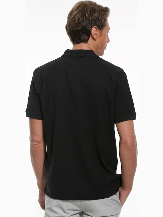 Double Polo Herrenbluse Schwarz Double Polo Herrenbluse Schwarz