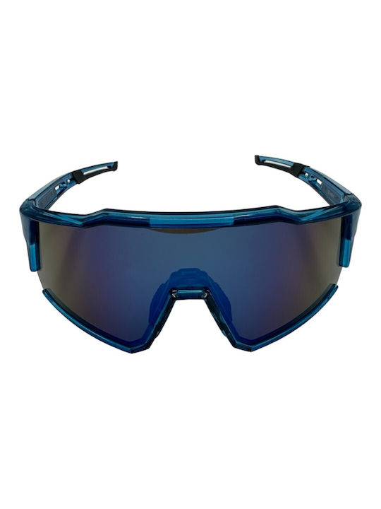 V-store Sunglasses with Blue Plastic Frame and Blue Mirror Lens 7400-1-02