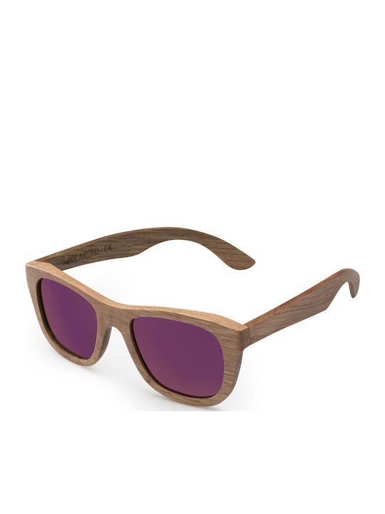 V-store Unisex Sunglasses with Beige Plastic Frame and Purple Polarized Lens WD028