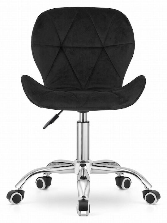 Rotativă Scaun Vizitator cu Roți în Culoare Negru 53.5x55x73.5cm 1buc