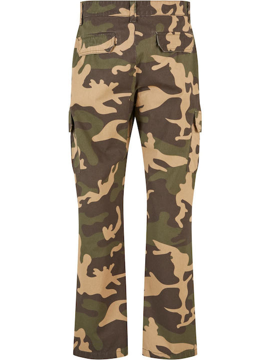 Urban Classics Women's Cotton Cargo Trousers in Straight Line Green