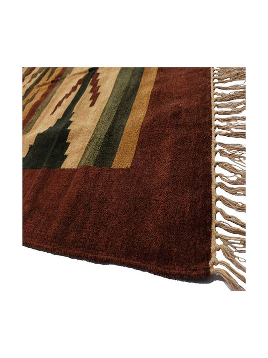 Handmade Rug Rectangular Cotton Coffee