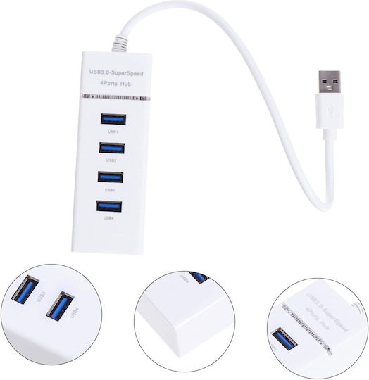 Hub 4 Θυρών USB 3.0 με σύνδεση USB-A Λευκό