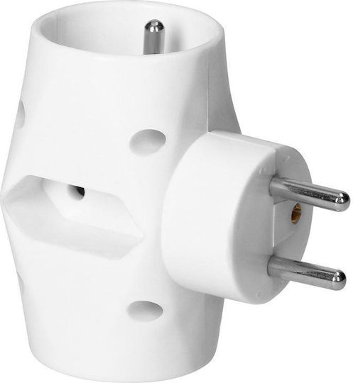 Orno T-Shaped Wall Plug 2 Sockets with USB-A France (Type E)