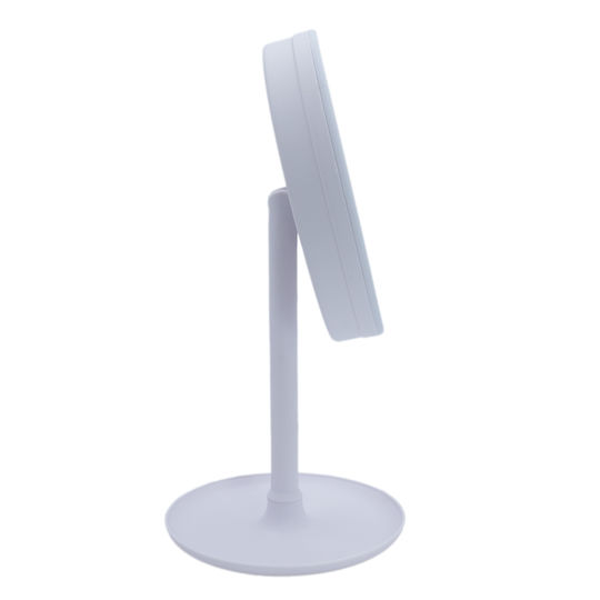 Schminkspiegel Tischplatte beleuchtet LED Rundventilator Schmucksockel Pflegeprodukte Zubehör Verstellbarer Spiegelneigung Beleuchtungsanschluss USB-Kabel 17x17x35cm
