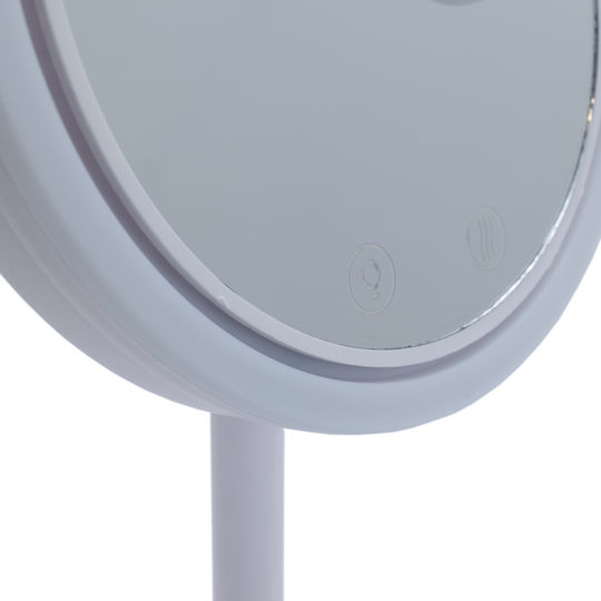 Schminkspiegel Tischplatte beleuchtet LED Rundventilator Schmucksockel Pflegeprodukte Zubehör Verstellbarer Spiegelneigung Beleuchtungsanschluss USB-Kabel 17x17x35cm