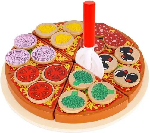 Wooden Game Children Zola Pizza Pattern Easy To Slice 27 Pieces