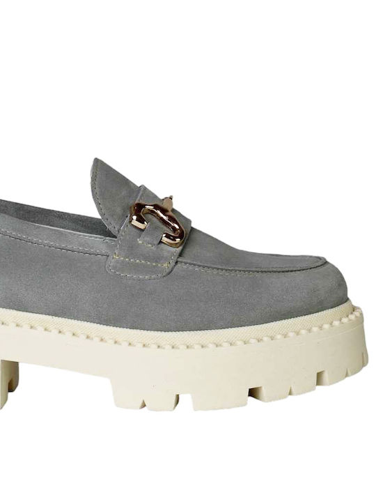 Sochic Shoes Leather Women's Loafers in Gray Color