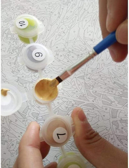 Number Painting Set for Children and Adults Watercolors Zola Canvas 40×50 Cm Kitten in a Flowerpot