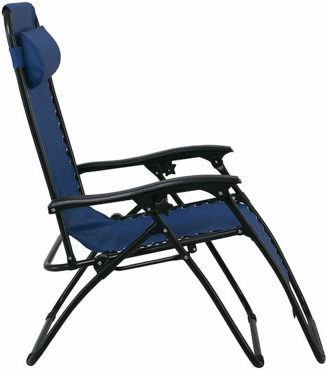Woodwell Super Relax Lounger-Armchair Beach with Recline 5 Slots Blue 165x65x112cm