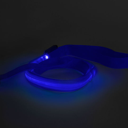 LED beleuchtete Leine für Haustiere, wasserdicht, Betriebszeit 2 Stunden, maximal 30 kg, 121 x 2,6 cm, blau