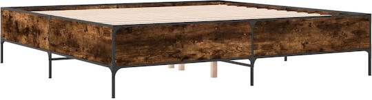 King Size Bett aus Holz Braune mit Lattenrost für Matratze 200x200cm