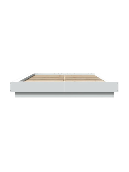 Doppeltes Holzbetten Weiß mit Lattenrost für Matratze 135x190cm