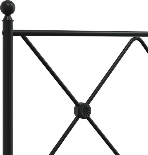 Pat Dublu Metalic Negru Cu Plăci Pentru Saltea 137x190cm
