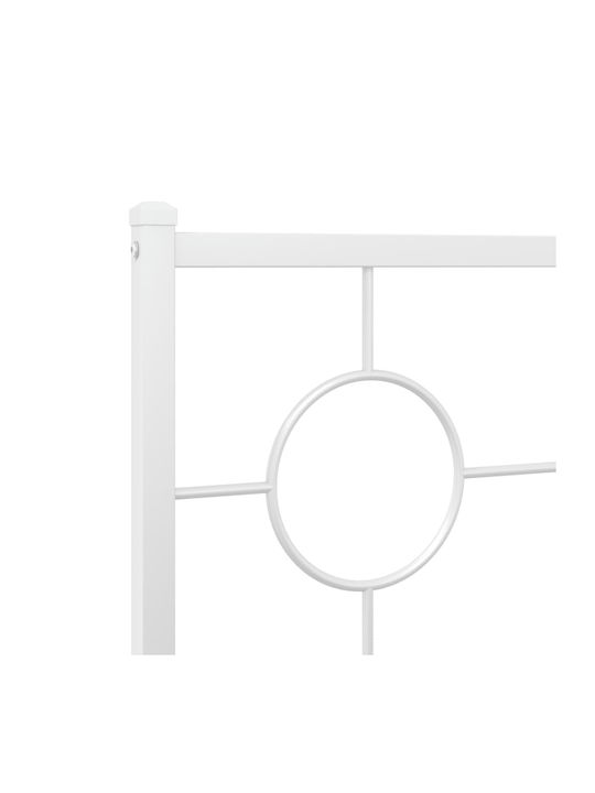 King Size Metal Bed White with Slats for Mattress 193x203cm