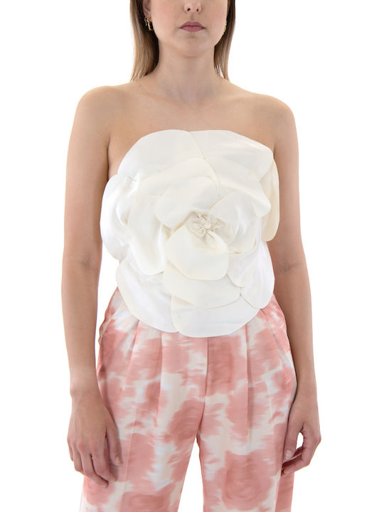 Studio 83 Women's Crop Top Floral Ecru