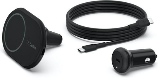 Belkin Βάση Κινητού Αυτοκινήτου Mount με Μαγνήτη και Ασύρματη Φόρτιση Με Αντάπτορα Φόρτισης