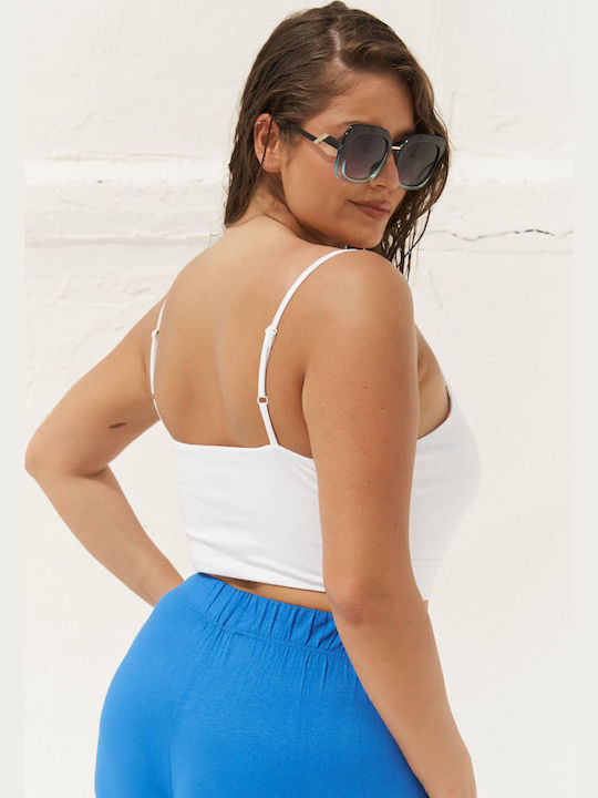 Women's Crop Top with Straps White