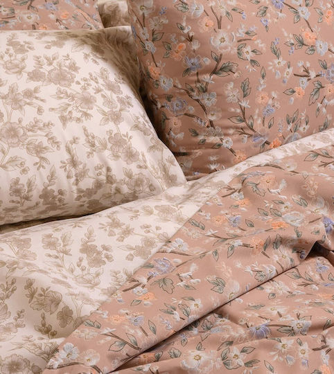 Melinen Sheet Sets Double with Elastic 150x200+32cm. Amy Beige 4pcs