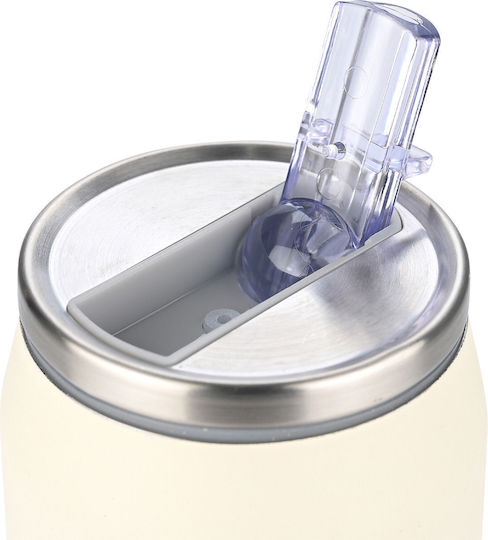 Estia Travel Cup Save the Aegean Recyclable Glass Thermos Stainless Steel / Plastic BPA Free 500ml Alpine essence with Straw