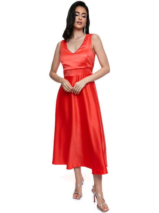 Satin Midi Kleid Hochwertiges Kleid Mittellang Elegante Optik