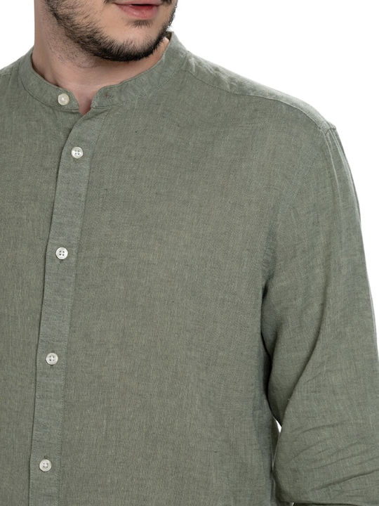 Caiden Long-sleeved Linen Shirt SWAMP