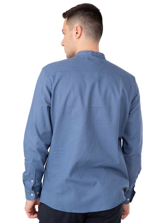 Rebase Men's Shirt Long Sleeve Linen Blue