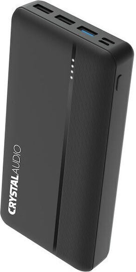 Crystal Audio PBK6K Power Bank 30000mAh 22.5W cu 3 Porturi USB-A și Port USB-C Livrarea energiei Negru