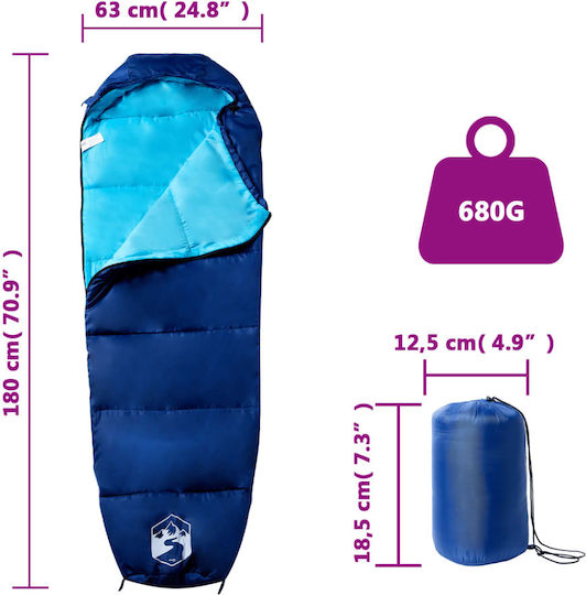 vidaXL Sleeping Bag Μονό Μπλε