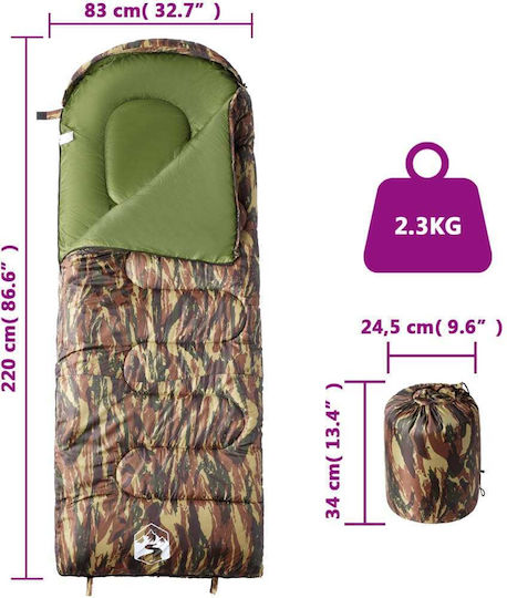 vidaXL Sac de dormit Single Camping Sleeping Bag Green