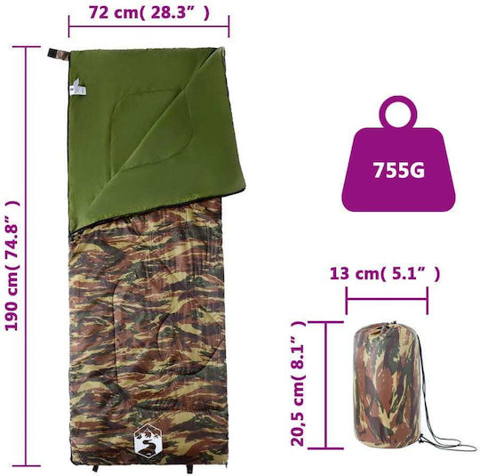 vidaXL Sleeping Bag Μονό Πράσινο