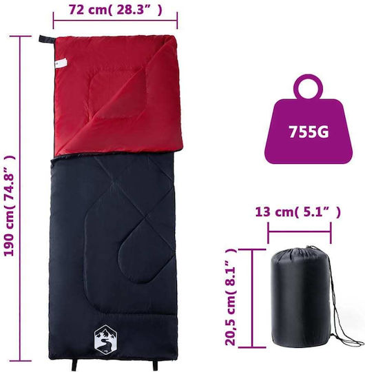 vidaXL Sac de dormit Single Roșu