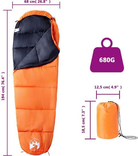 vidaXL Sleeping Bag Μονό Πορτοκαλί