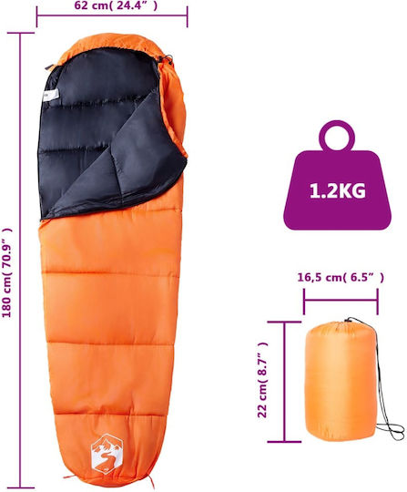 vidaXL Sleeping Bag Μονό Πορτοκαλί