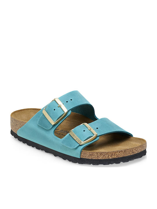 Arizona Leather Women's Flat Sandals Anatomic in Blue Color Narrow Fit