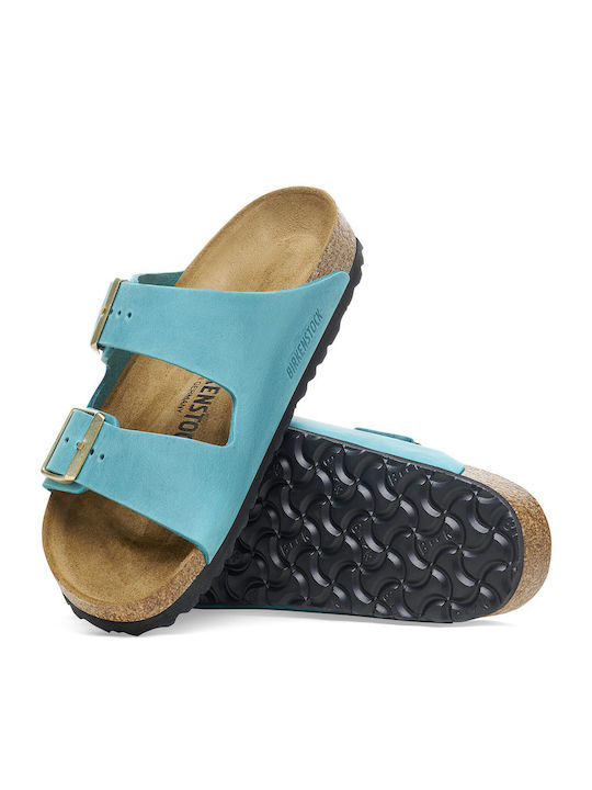 Arizona Leather Women's Flat Sandals Anatomic in Blue Color Narrow Fit