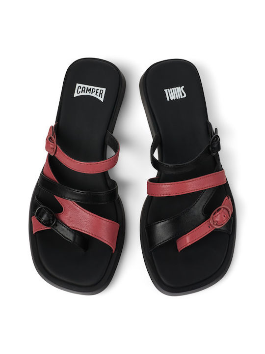 Camper Dana Tws Leather Women's Flat Sandals in Black Color