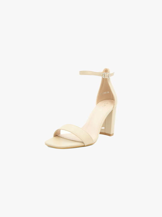 Chunky Heel Sandals Beige Ll-1260-nude