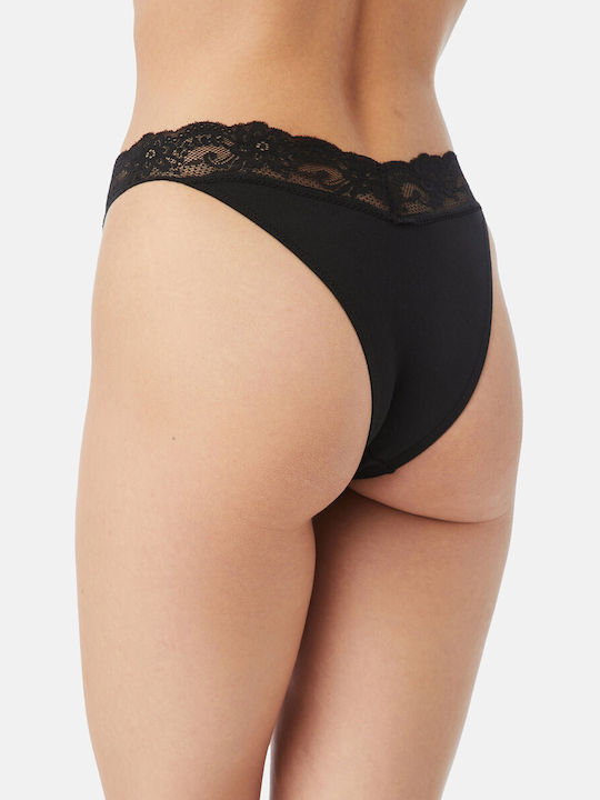 Minerva Fimelle Hochtailliert Damen Slip Schwarz