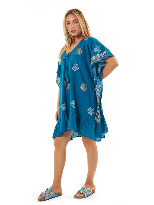 Verde Damen Kaftan Strand Cotton Blue Cotton Blue