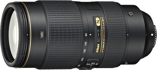 Nikon Full Frame Camera Lens AF-S Nikkor 80-400mm f/4.5-5.6G ED VR Tele Zoom for Nikon F Mount Black