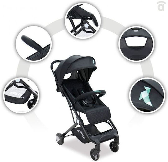 Asalvo Travel + Flight Baby Stroller Suitable from 6+ Months Black Aqua