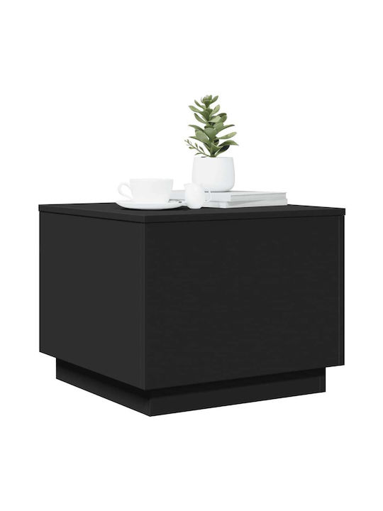 Masă Laterală Pătrată Din Lemn Neagră L50xL50xÎ40cm